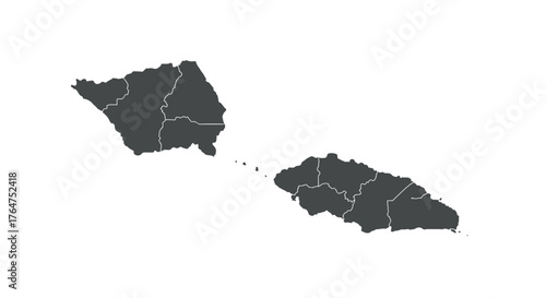 Simplified outline map of trinidad and tobago with regional borders