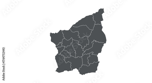 Map outline of chiapas with divisions on white background