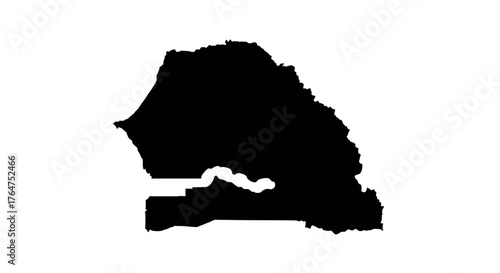 Silhouette map of senegal with simple black outline on white background