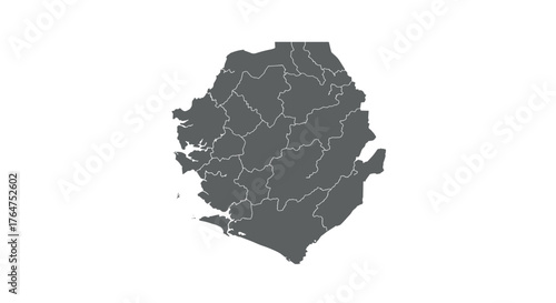 Sierra leone map with region borders in simple gray silhouette design