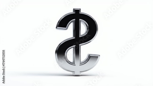 Shiny Dollar Sign on White Background, Finance Concept.