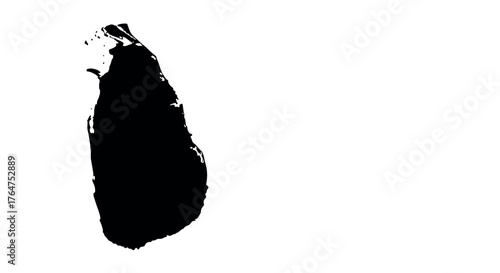 Black silhouette map of sri lanka on white background