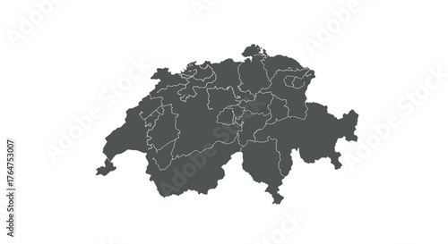 Switzerland map outline with detailed canton borders