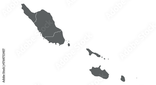 Simplified silhouette map of malaysia with sabah and sarawak highlighted