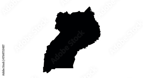 Uganda country outline silhouette on white background