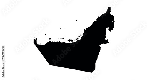 United arab emirates map silhouette on white background