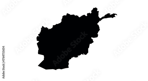 Afghanistan map silhouette on white background highlighting geographic boundaries