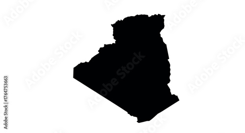 Detailed silhouette map of algeria for geographic and educational use