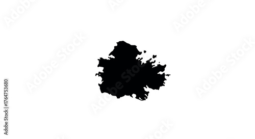 Simple black ink blot on white background for creative projects