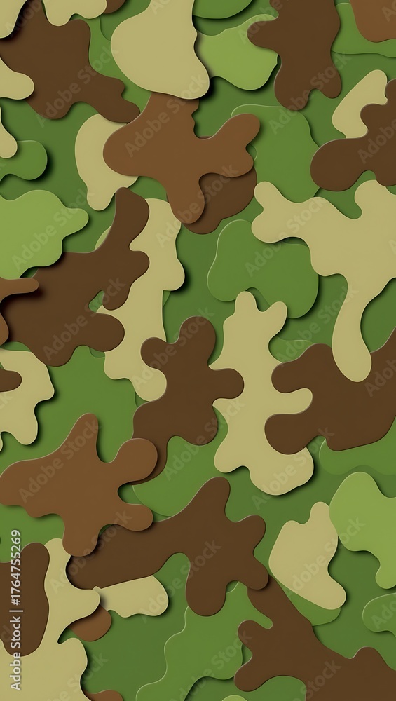 Fototapeta premium Generative AI abstract camouflage pattern blending nature and technology