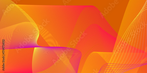 Abstract colorful orange curve background. Abstract color flowing wave with stylized blended line art background. Orange abstract geometric background with curve wave lines .

