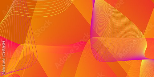 Abstract colorful orange curve background. Abstract color flowing wave with stylized blended line art background. Orange abstract geometric background with curve wave lines .

