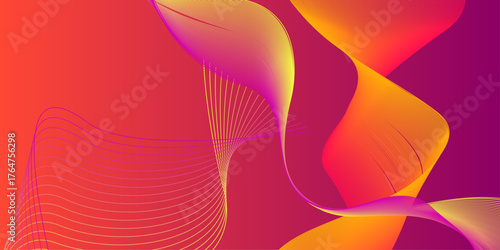 Abstract colorful orange curve background. Abstract color flowing wave with stylized blended line art background. Orange abstract geometric background with curve wave lines .

