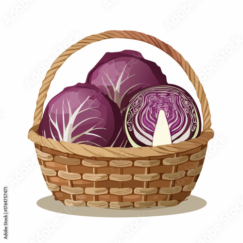 Rotkohl in einem Korb