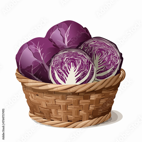 Rotkohl in einem Korb