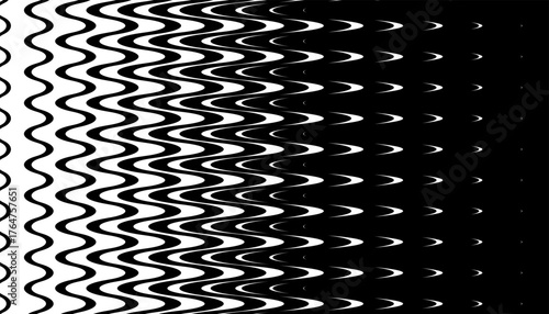 Black and white smooth transition pattern with dynamic wavy effect for sporty and modern background. Vector Format Illustration 