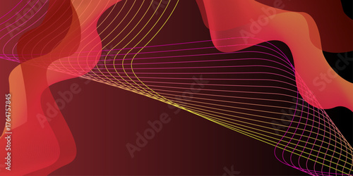 Abstract colorful orange curve background. Abstract color flowing wave with stylized blended line art background. Orange abstract geometric background with curve wave lines .
