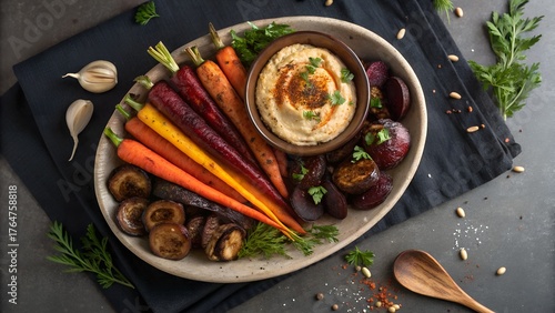 Rustic Roasted Vegetable Platter with Hummus