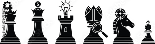 Chess pieces representing strategy business planning and intellectual property concepts vector