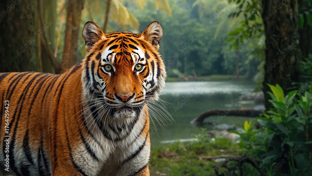 Obraz premium The Bengal tiger belongs to the Panthera tigris tigris subspecies and is the main Tiger subspecies population.