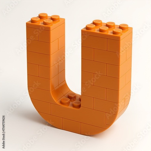 3D LEGO Letter U (Orange)