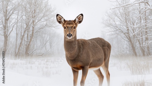 Wallpaper Mural Winter scene featuring a roe deer (Capreolus capreolus) Torontodigital.ca