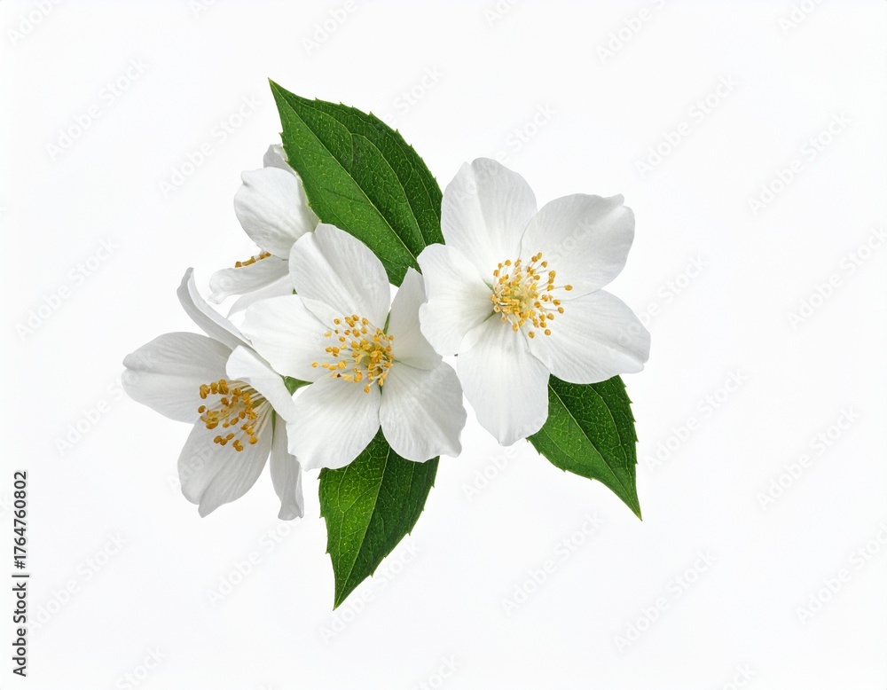 Obraz premium White Flowers Isolated on White Background Minimal Botanical Bloom Illustration