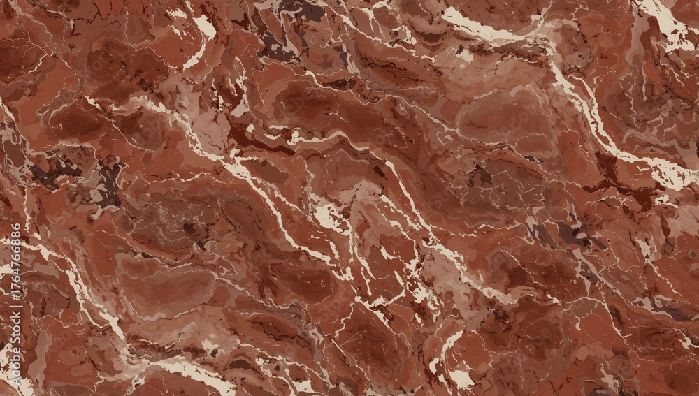 Obraz premium Glossy finish marble with white veining on red-brown base