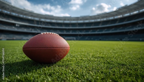 Leather football on the gra...