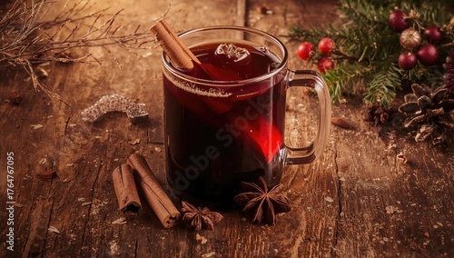Hot spiced wine garnished w...