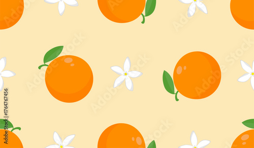 Seamless pattern with orange fruit.