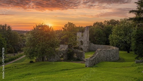 Evening sky over ancient fo...