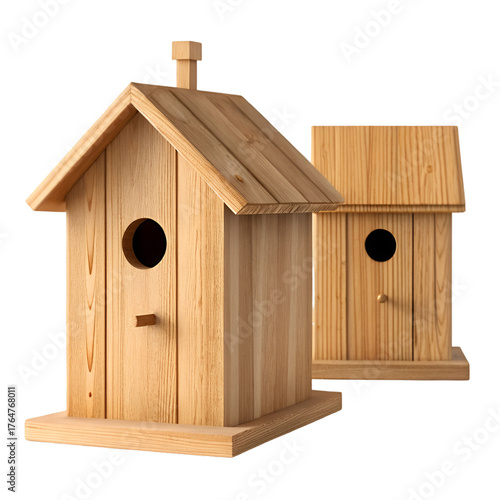 wooden birdhouse isolated on white