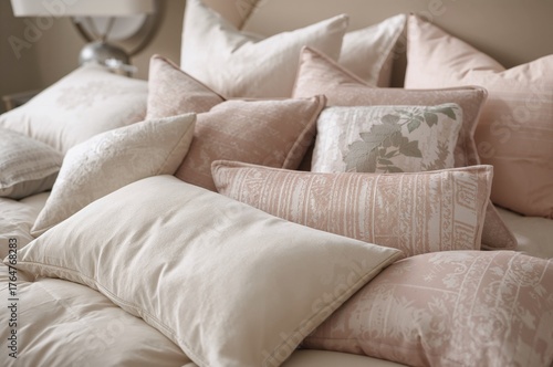 Numerous plush cushions arr...