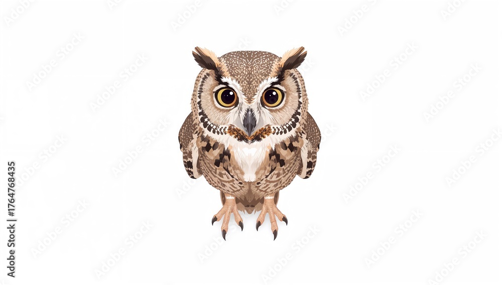 Obraz premium Drawing of an Owl with Owl-Like Eyes from a Bird's Perspective