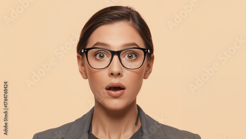 Astonished female executive...