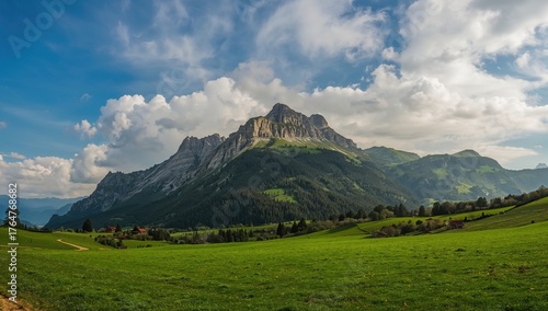 Lush hills under a clear bl...