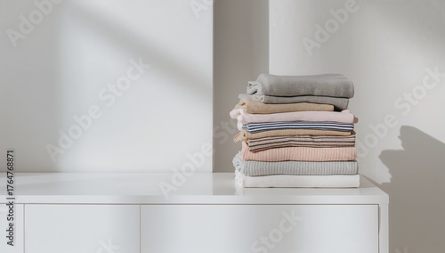 Pile of neatly folded garme...