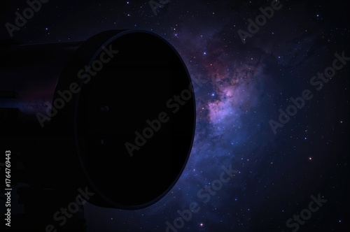 Telescope lens against a da...
