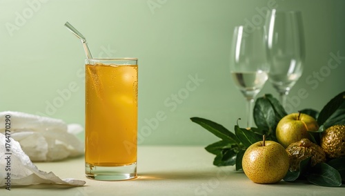 Golden apple beverage in a ...