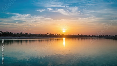 Sunset over a serene desert...