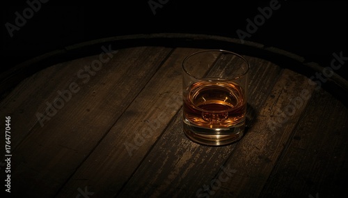 Old wooden cask and whiskey...