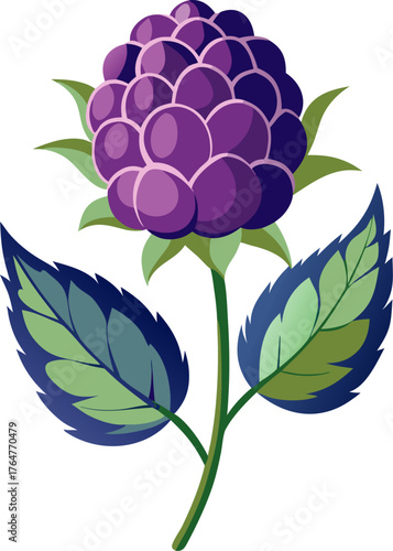 single Bramble  flowers vector art icon white background  