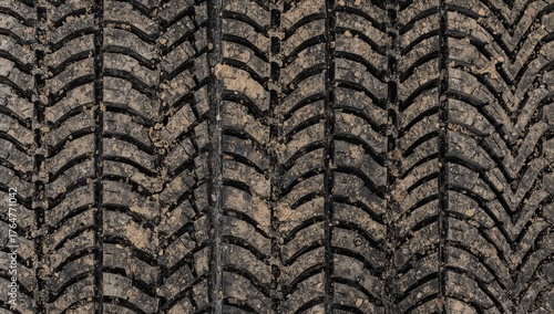 Set of machinery tire track...