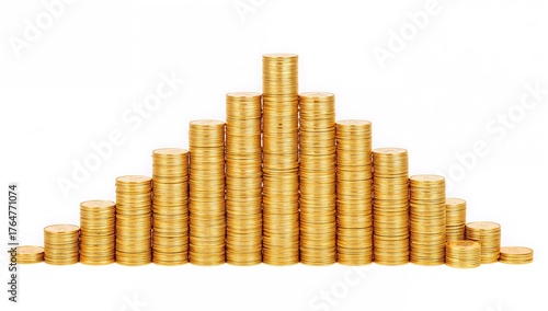 Stacks of gold coins formin...