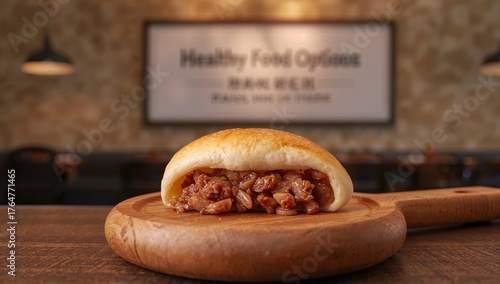 Steamed bun stuffed with du...