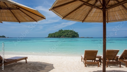 Tranquil seaside view featu...