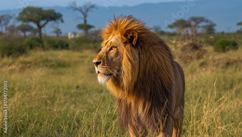 A male lion (Panthera leo) ...