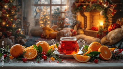 Winter holiday scene with t...