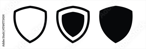 Shield silhouette icon set. shield security icon collection vector. 